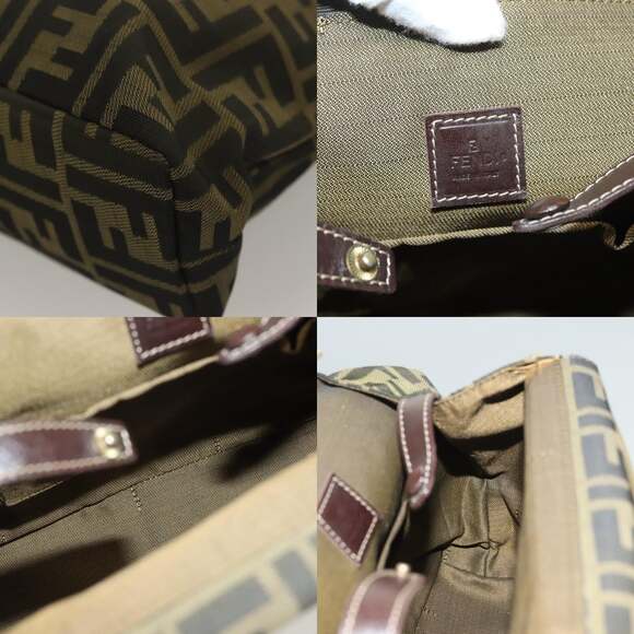 FENDI Zucca Canvas Metal Hand Bag Black Brown Gold - Picture 11 of 12